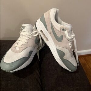 Nike Women's Sneakers in White with Gray & mica green accents